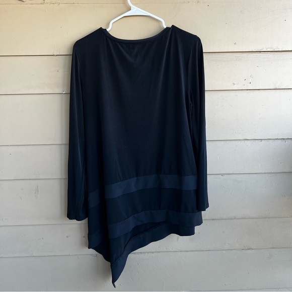 Chico's Black Asymmetrical Long Sleeve Tunic Top - Size 2 (Large) - Picture 5 of 5
